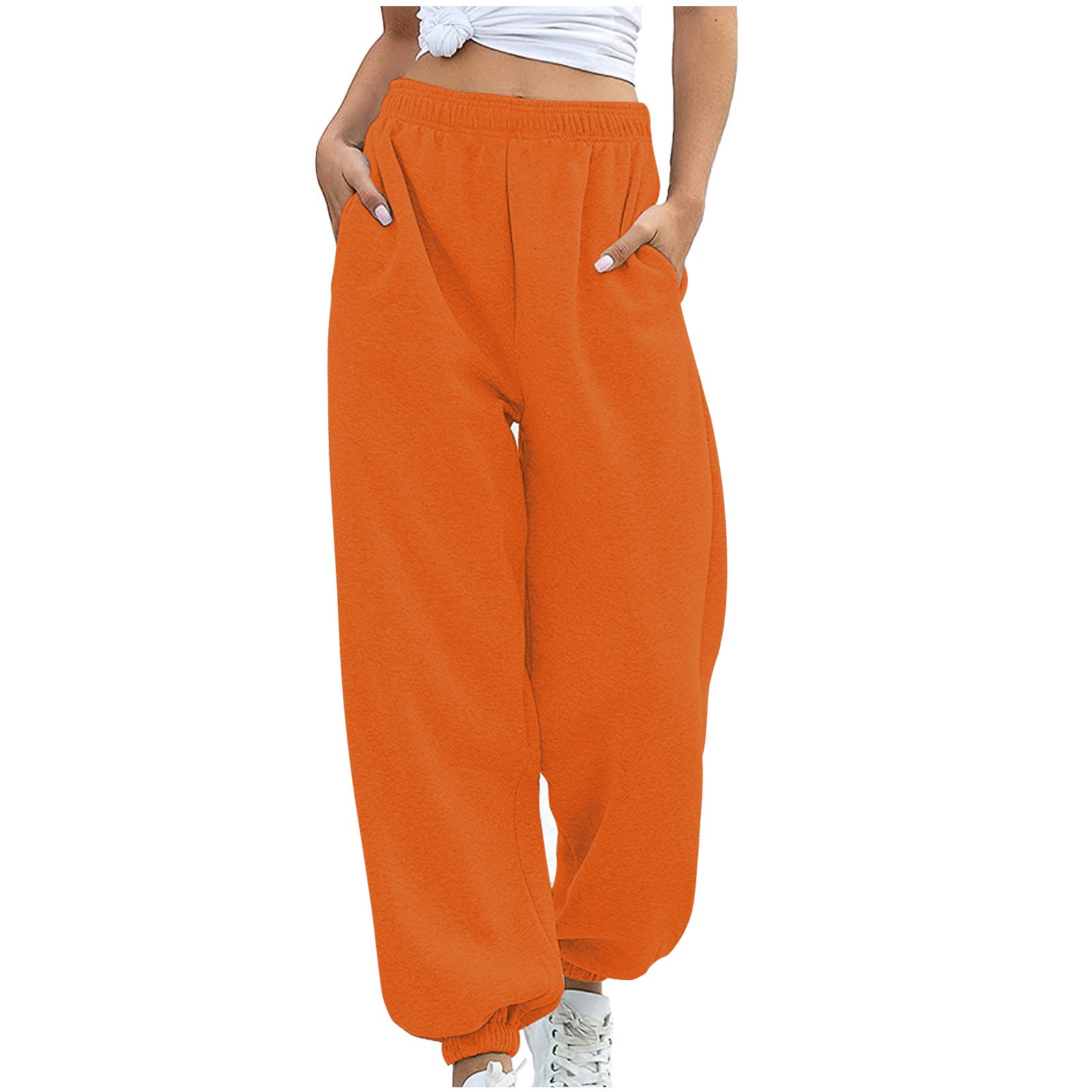 thumbnail image 1 of Pantalones de yoga de cintura alta con bolsillos para mujer - Pantalones de poliéster/spandex - Cómodos para hacer ejercicio/uso informal - Tallas S-XXL, 1 of 8